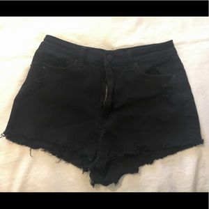 BDG black denim shorts